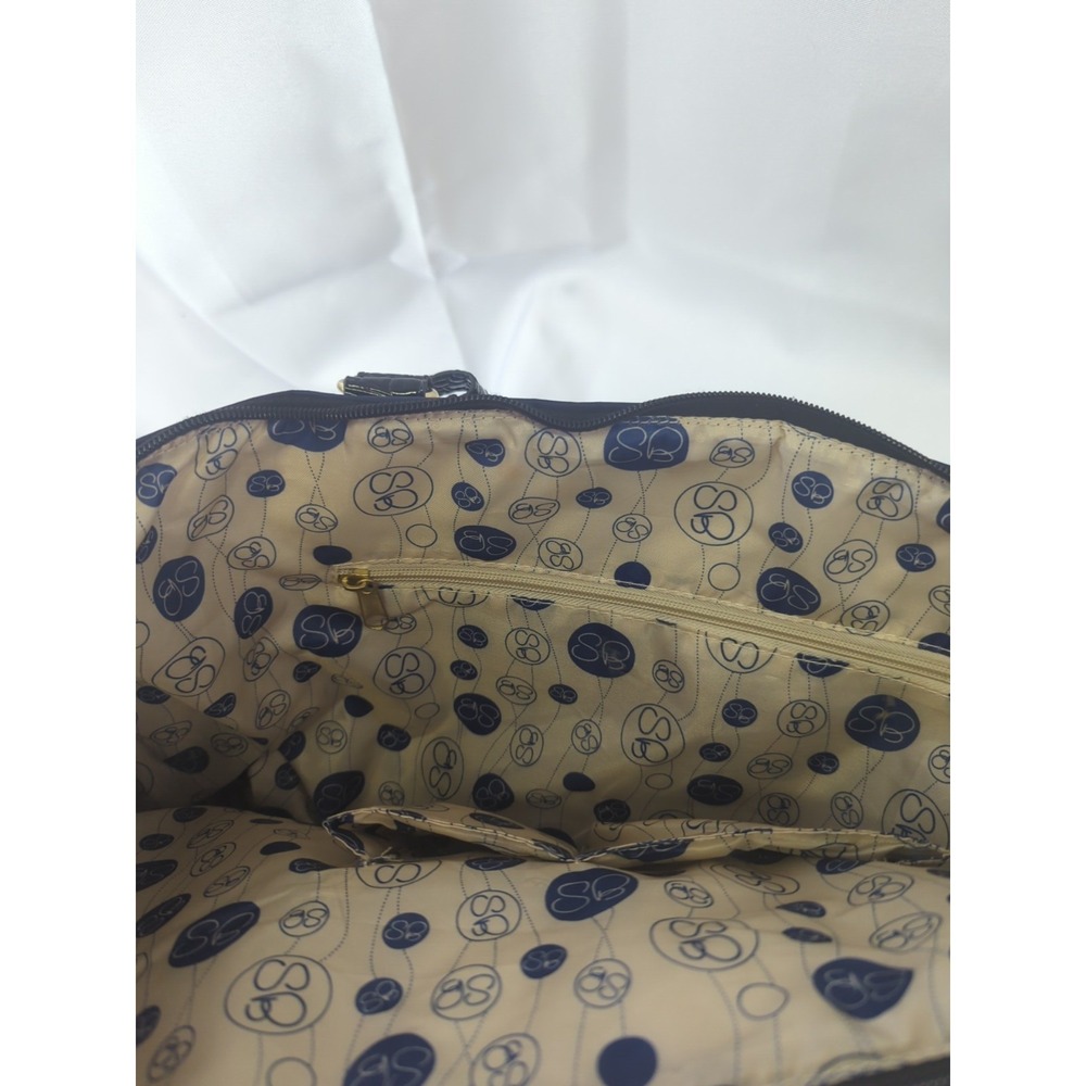 Samantha Brown Soft Travel Duffle Bag Navy Blue With Black Faux Croc Gently Used - Picture 8 of 13
